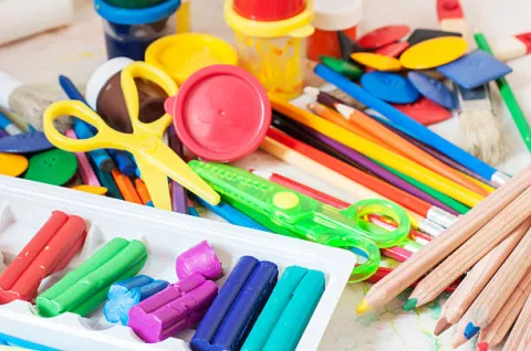 Colorful art supplies.
